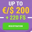 Cookie casino up too €/$200 + 220 free spins